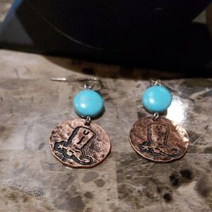 Turquoise and Copper Western Earrings